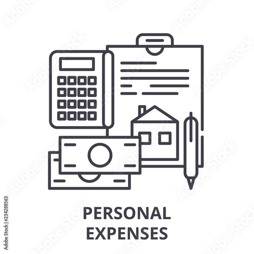 Personal expenses line icon concept. Personal expenses vector linear illustration, sign, symbol