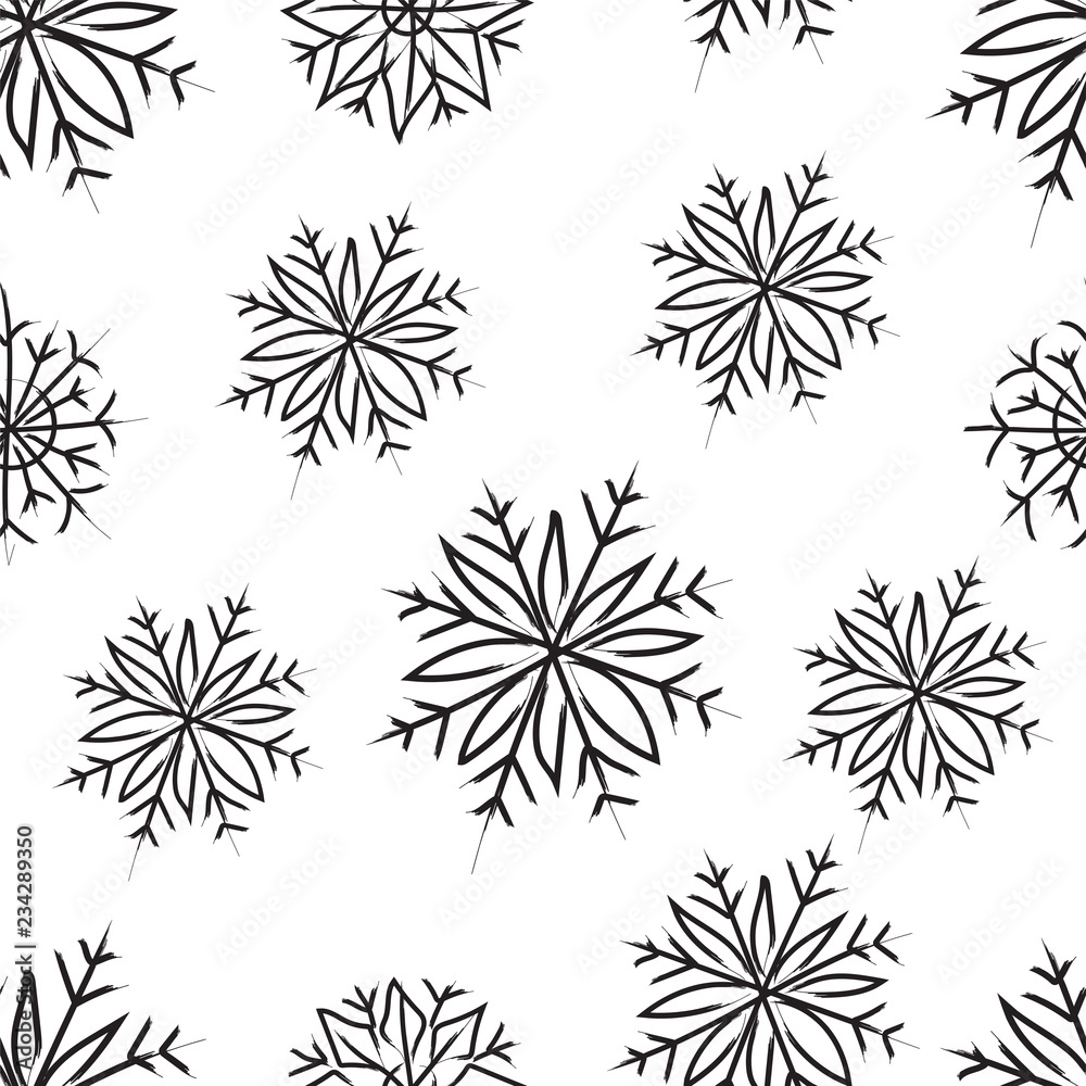 Snowflakes in winter. Seamless pattern.