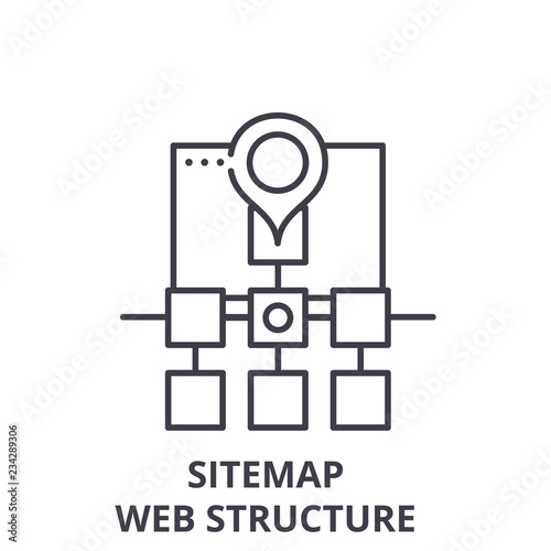 Sitemap web structure line icon concept. Sitemap web structure vector linear illustration, sign, symbol