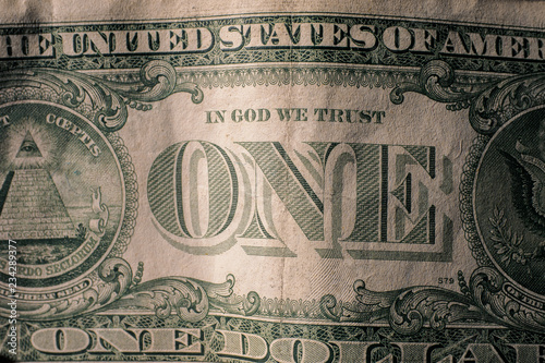 The word "ONE" from the one dollar bill embedded.