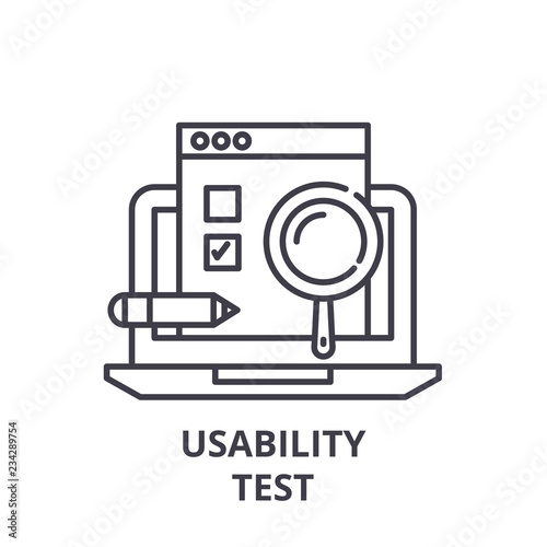 Usability test line icon concept. Usability test vector linear illustration, sign, symbol photo