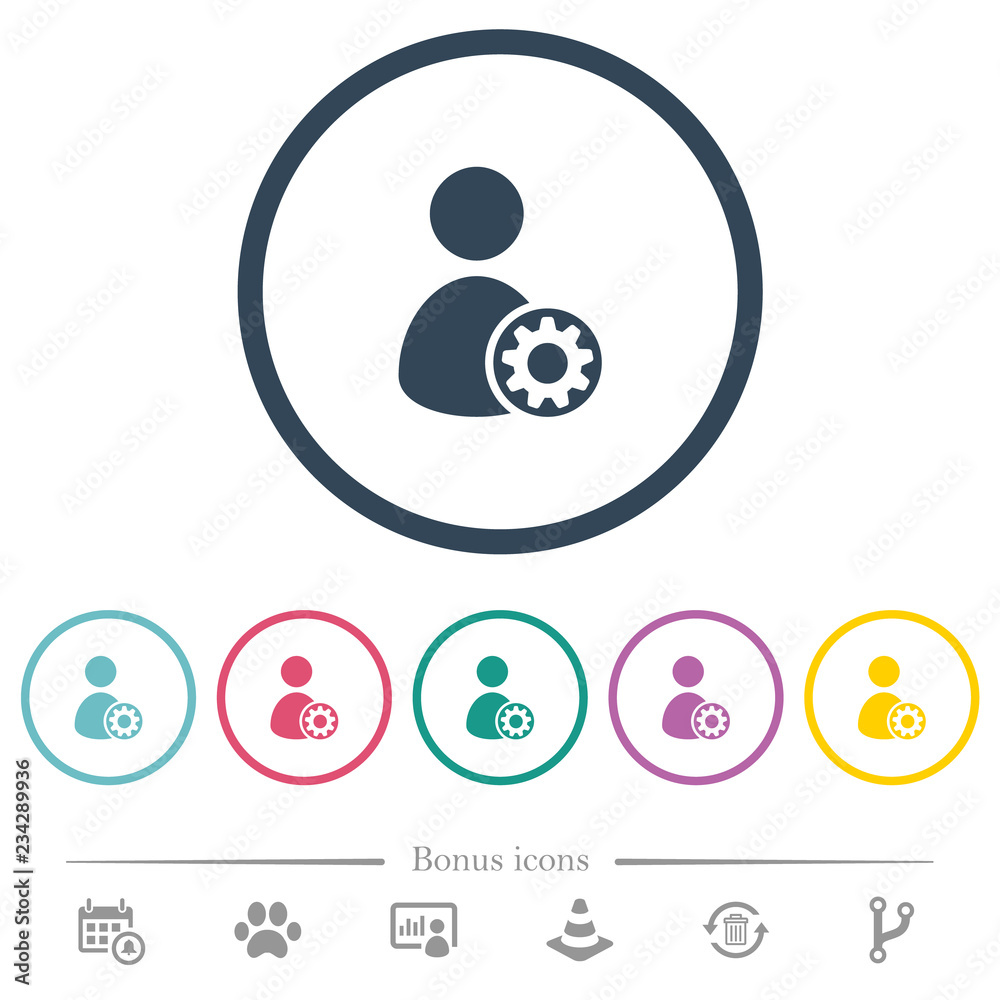 User account settings flat color icons in round outlines User account settings flat color icons in round outlines
