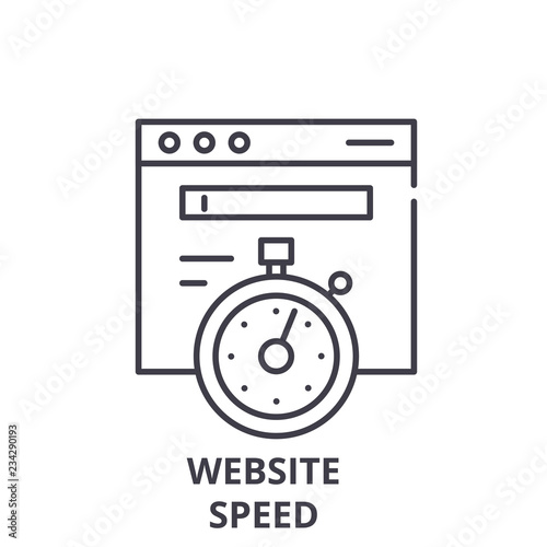 Website speed line icon concept. Website speed vector linear illustration, sign, symbol