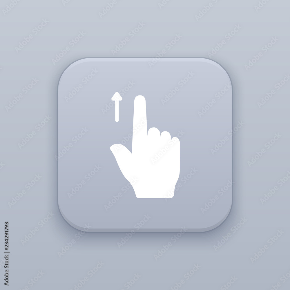 Gesture flipping up, Gesture touch up, gray vector button with white icon Gesture flipping up, Gesture touch up, gray vector button with white icon