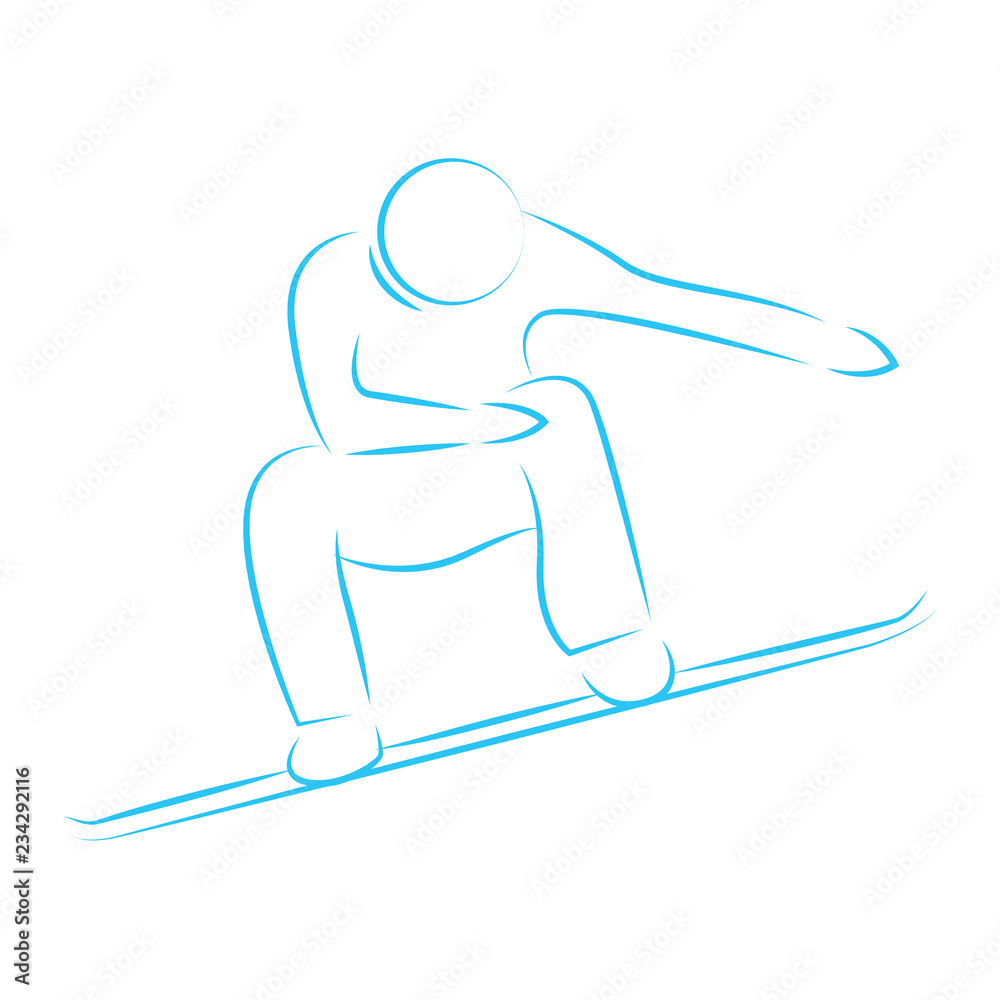 Fototapeta premium drawing outline winter sport