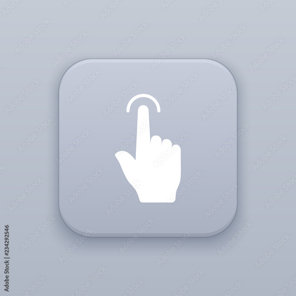 Gesture touch, gray vector button with white icon