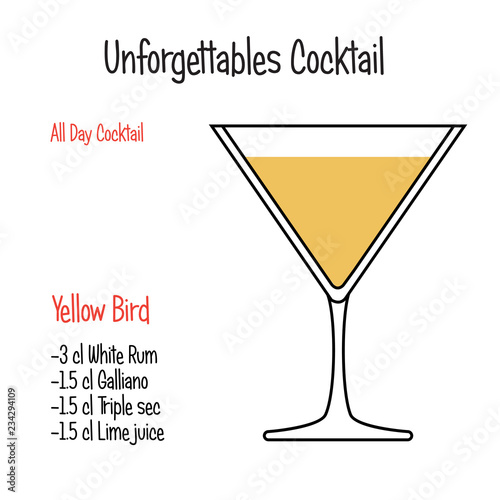 Kamikaze alcoholic cocktail vector illustration recipe isolated
