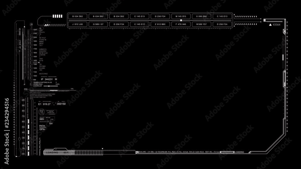 PNG Alpha.HUD frame viewfinder.Good for tech video overlay.Technological futuristic Sci Fi display. Alpha channel 