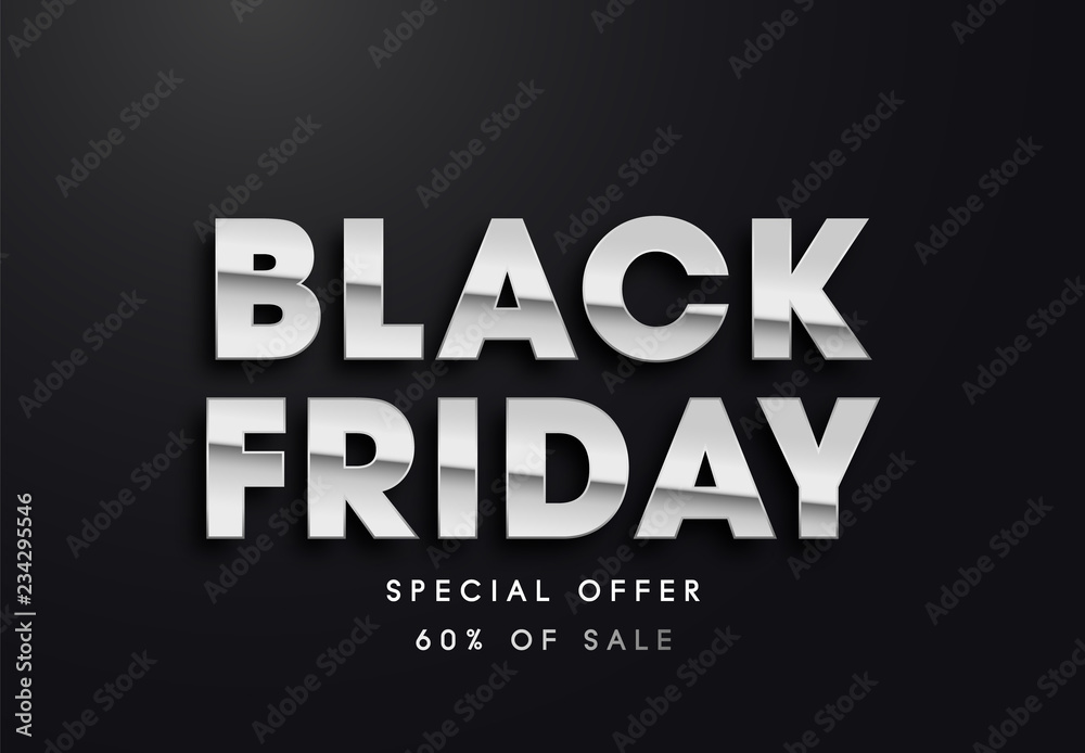 Fototapeta premium Black Friday silver sale vector illustration