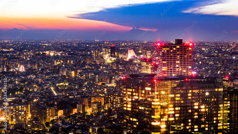 skyline night view of shinjuku in Tokyo, Japan
