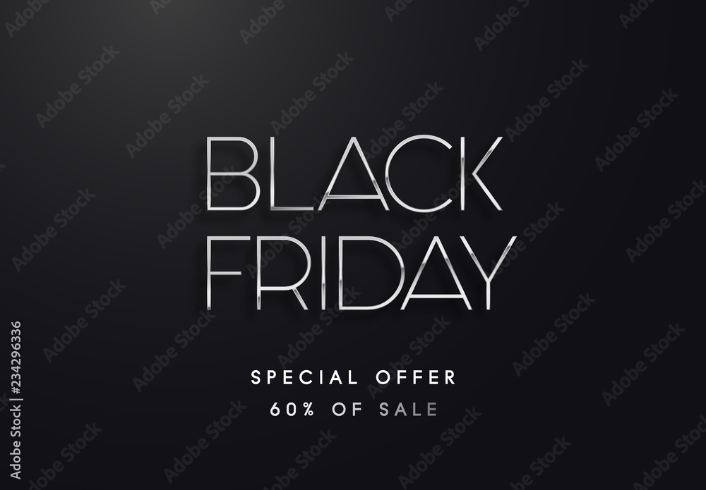 Black Friday silver sale vector illustration