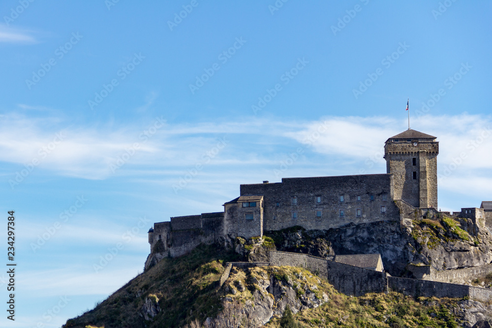 The Castle Fort sits atop a high rock outcropping in Lourdes, France