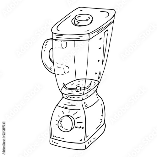 Kitchen electrical appliances. Blender. Vector illustration. Hand drawn food processor.