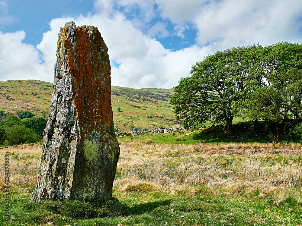 Standing Stone at CoedyBedo. Situated at the head of Cwm Main near Bala Wales the stone is