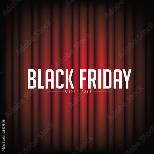 Black Friday super sale promotional design with copy space. Black and red design for the Friday after Thanksgiving. Eps10 vector illustration.
