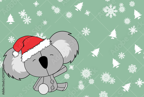 cute baby koala cartoon xmas background card