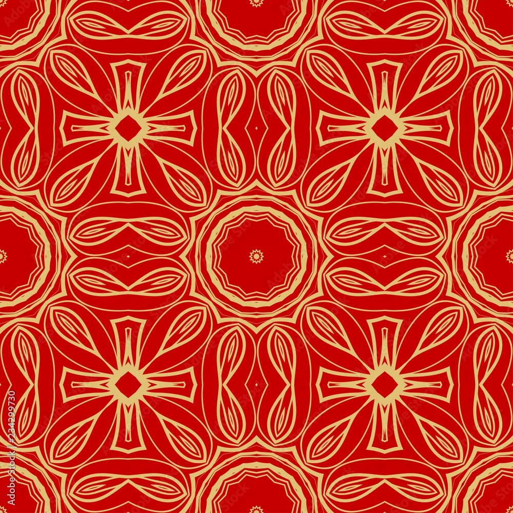 Fototapeta premium vector seamless pattern with abstract floral and leave style. Repeating sample figure and line. paper for scrapbook.