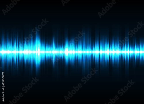Sound wave vector background. Blue digital equalizer