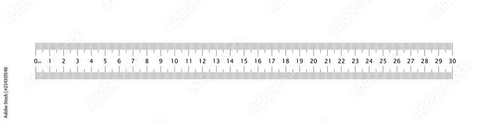 Ruler 30 cm grid template. Measuring tool graduation. Metric Centimeter size indicators. Ruler 30 cm grid template. Measuring tool graduation. Metric Centimeter size indicators.