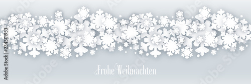 Banner Frohe Weihnachten mit Schnee auf Schnee