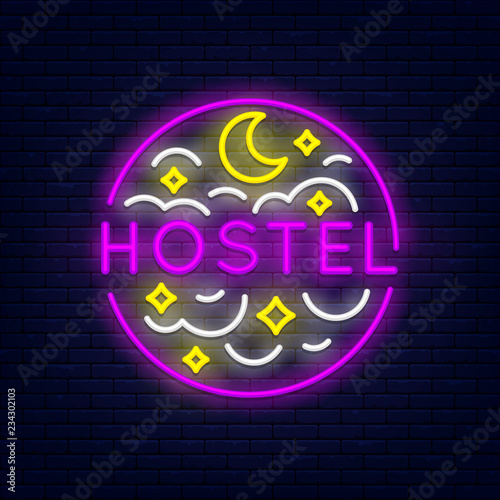 Hostel neon banner