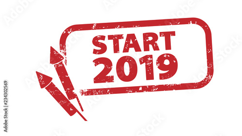 Stempel - 2019 Neujahr - Start rot Raketen