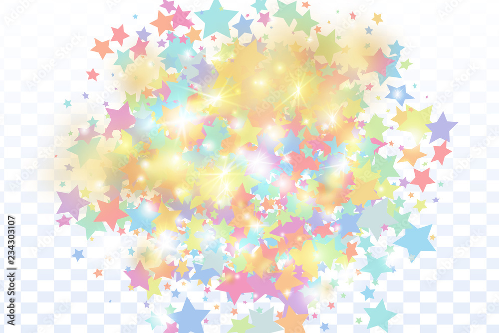 Star falling confetti background.