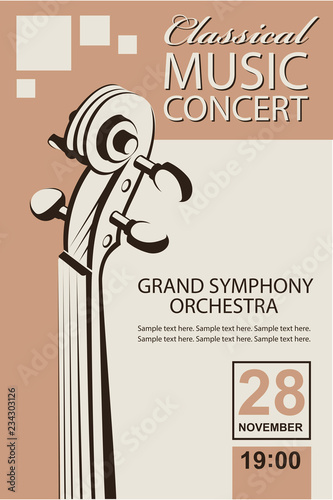 classical music concert poster with violin image