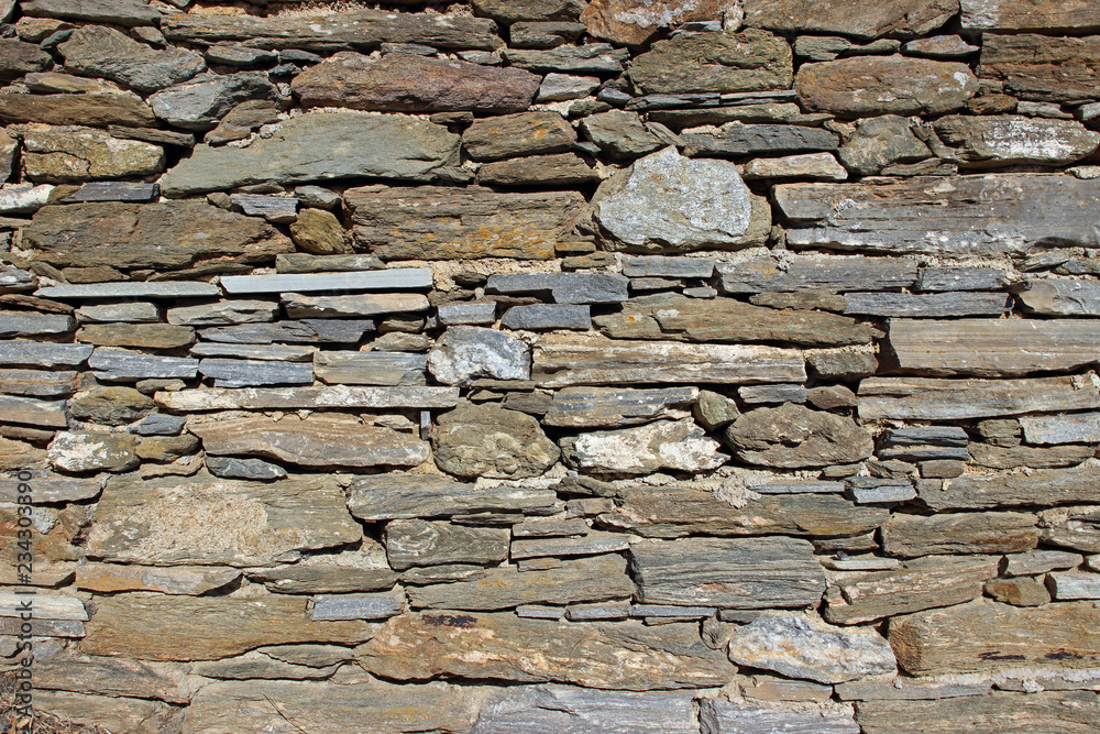 Traditional rustic stonewall detail