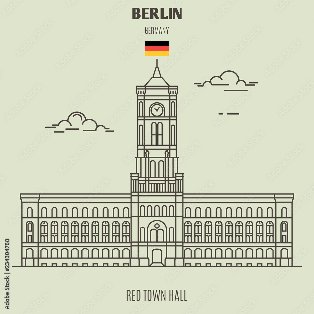 Red Town Hall in Berlin, Germany. Landmark icon