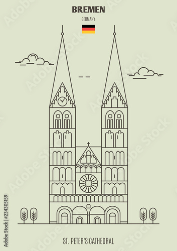St. Peter's Cathedral in Bremen, Germany. Landmark icon