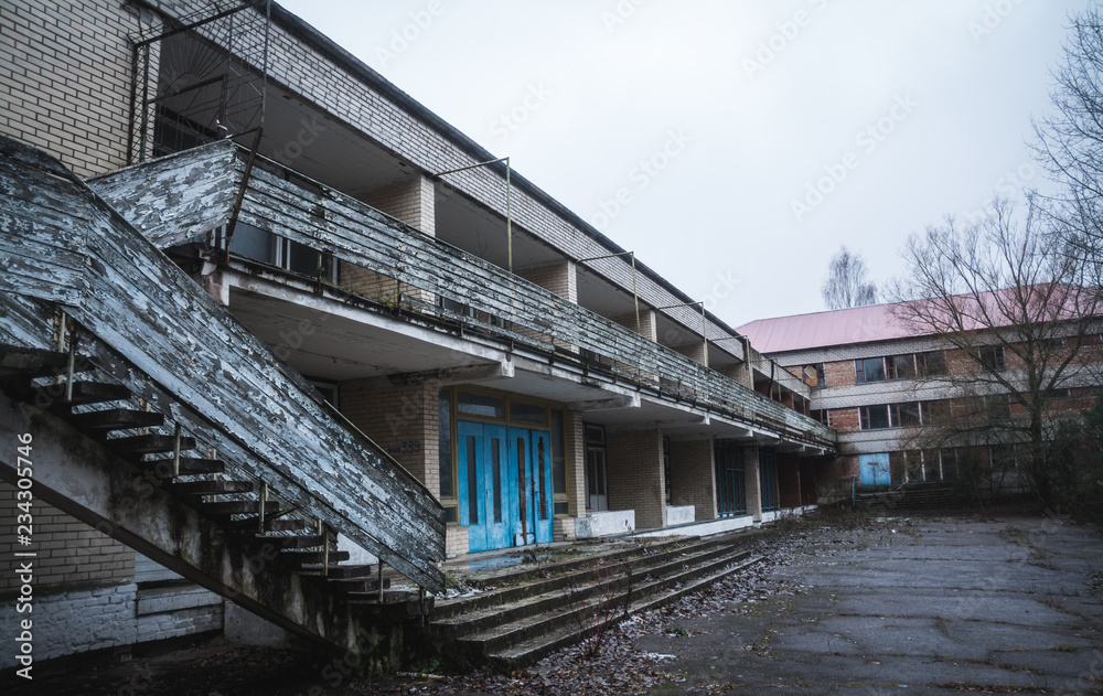 abandoned building, soviet union architecture