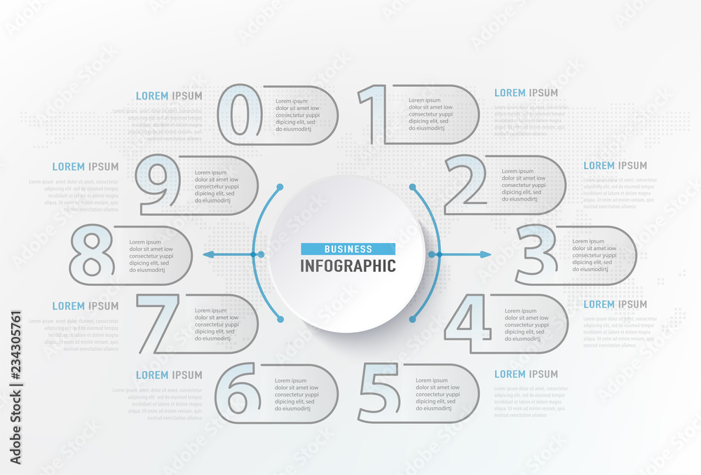 Infographic numbers steps element. Circle graphic chart diagram, business graphic design. Vector illustration