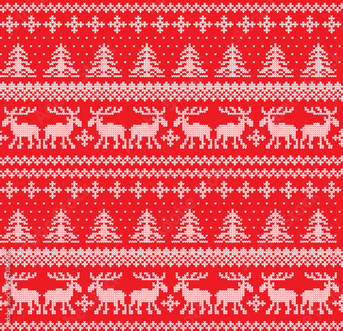 Winter festive Christmas knitted pattern woolen knitted