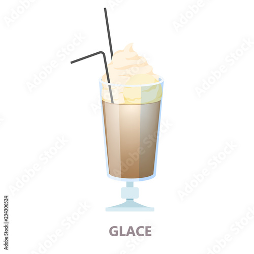 Glass of the glace coffee. Brown drink