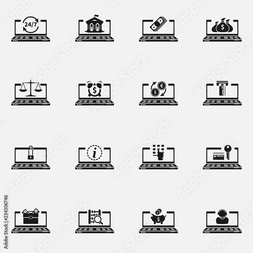 Set of online banking vector icons. E-banking concept.