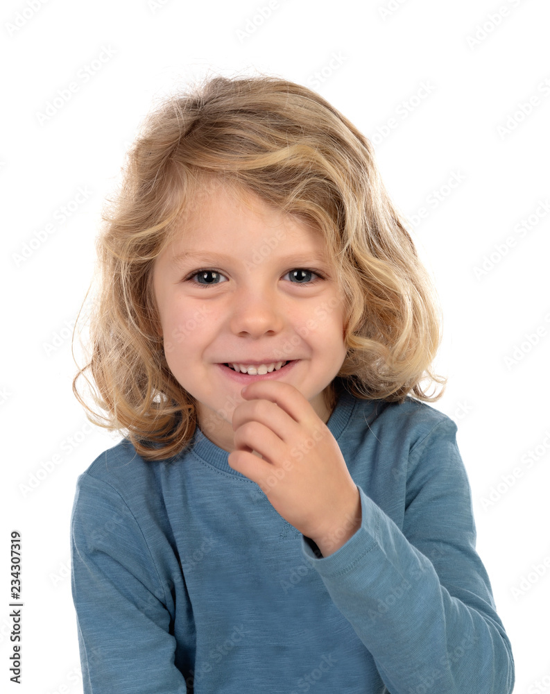 Happy blond child with long hair Happy blond child with long hair