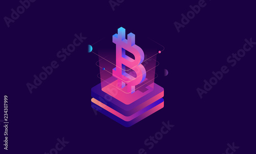 Bitcoin isometric illustration