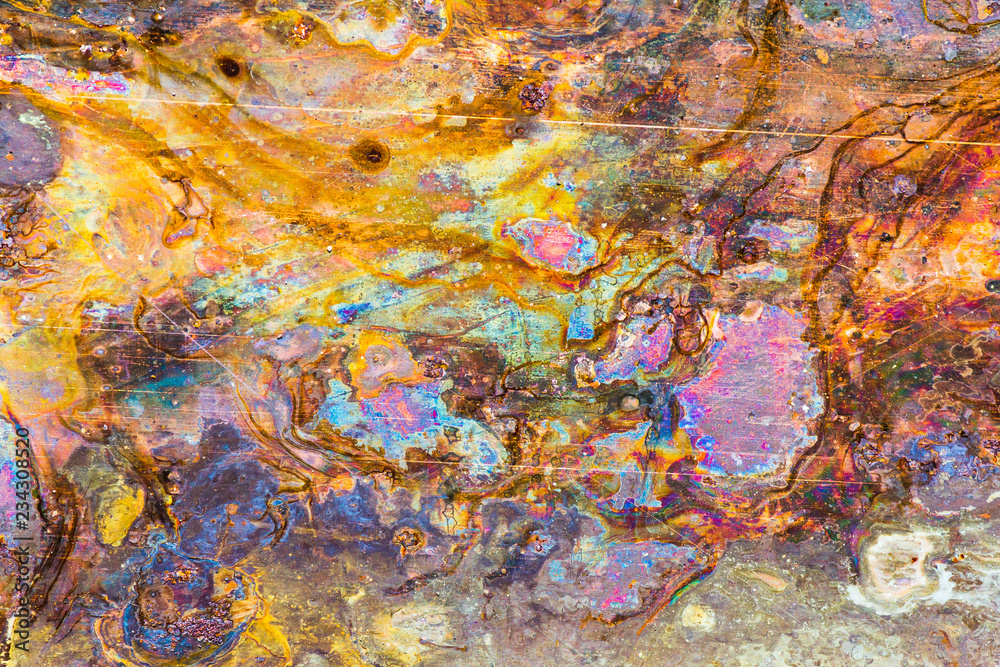 A fantastic and surreal picture of corrosion on a copper-coated steel sheet