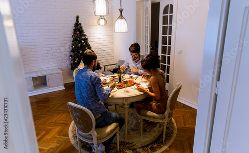 Friends celebrating Christm...