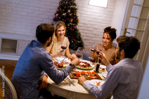 Friends celebrating Christm...