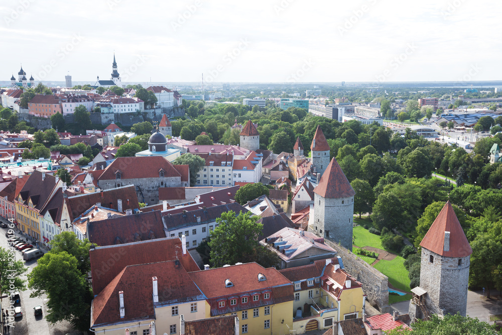 Aerial view of old town in Tallinn, Estonia