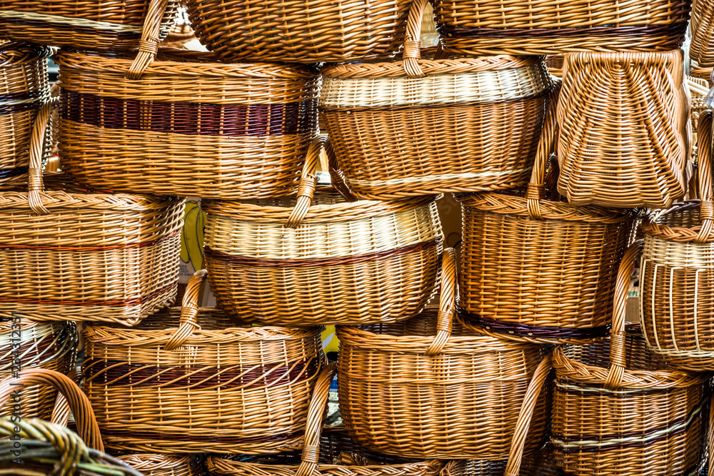 baskets at a famers market
