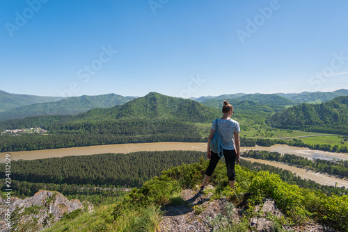 Woman in Altai mountain, be...