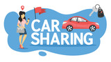 Car sharing concept. Woman book a car by a app