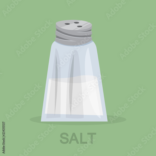 Salt shaker glass bottle. Kitchen equipment illustration