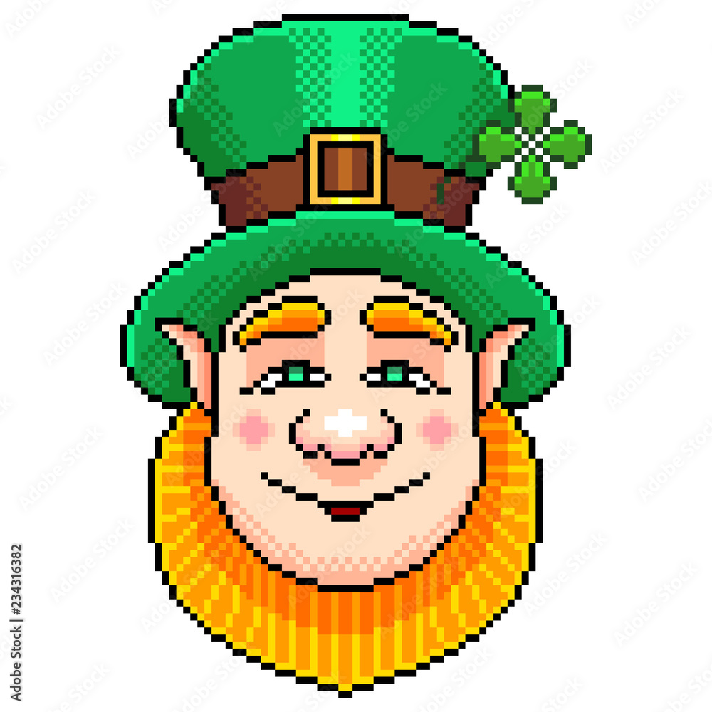 Pixel st Patrick portrait detailed illustration isolated vector Pixel st Patrick portrait detailed illustration isolated vector