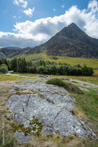 Stunning landscape image of countryside around Llyn Ogwen in Snowdonia during early Autumn photo