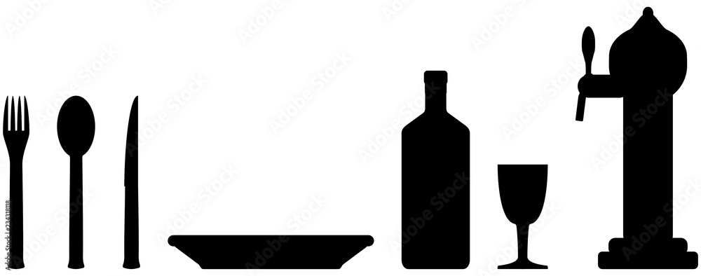 Fototapeta premium Restaurant items on white background