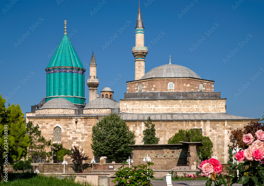 Mausoleum and museum of Mevlana in Konya, Turkey.